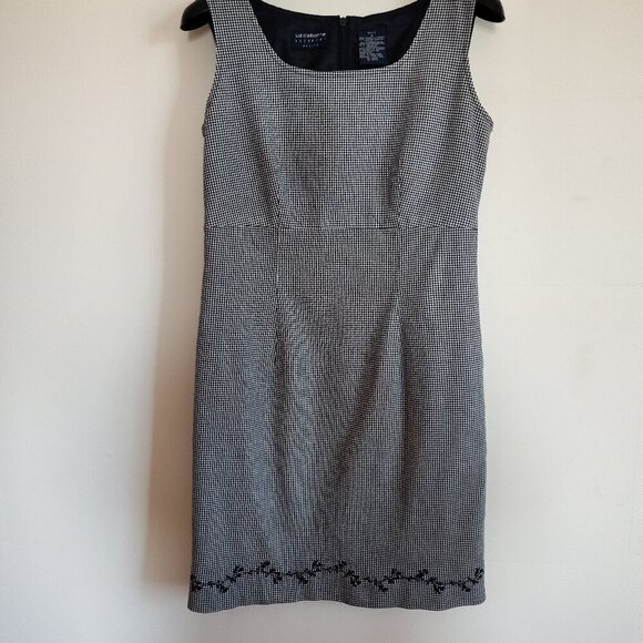Ladies Petite SZ 4P Liz Claiborne Vintage Navy/White Check Sheath Dress - Picture 1 of 4